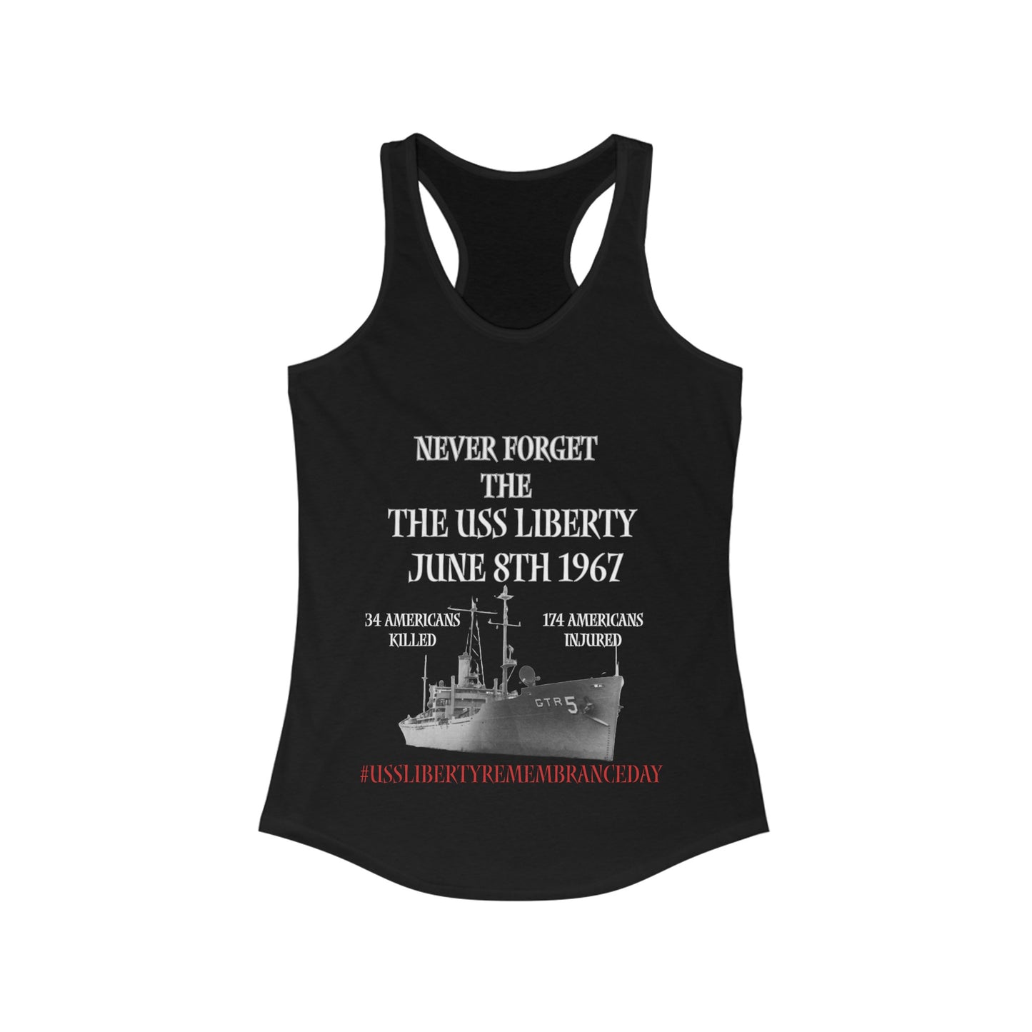 USS Liberty Remembrance Day Women's Ideal Racerback Tank