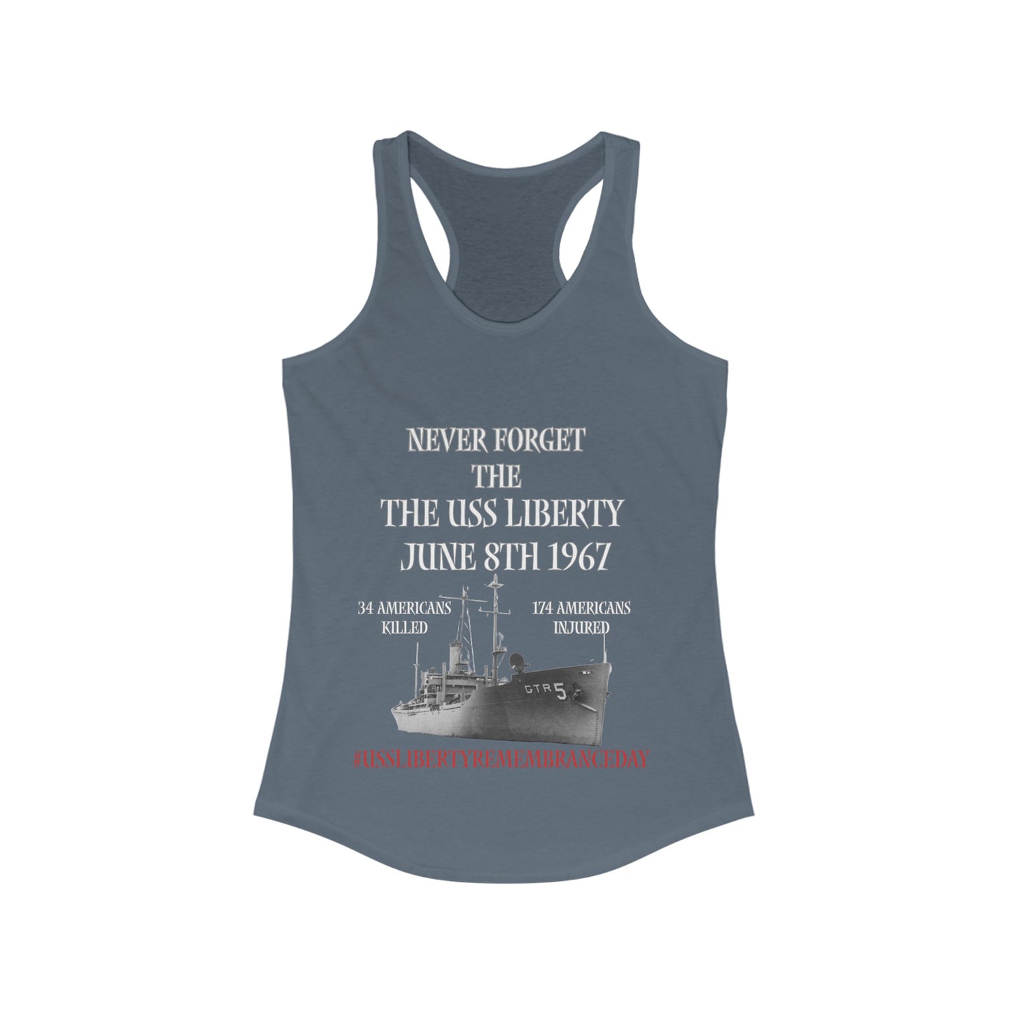 USS Liberty Remembrance Day Women's Ideal Racerback Tank