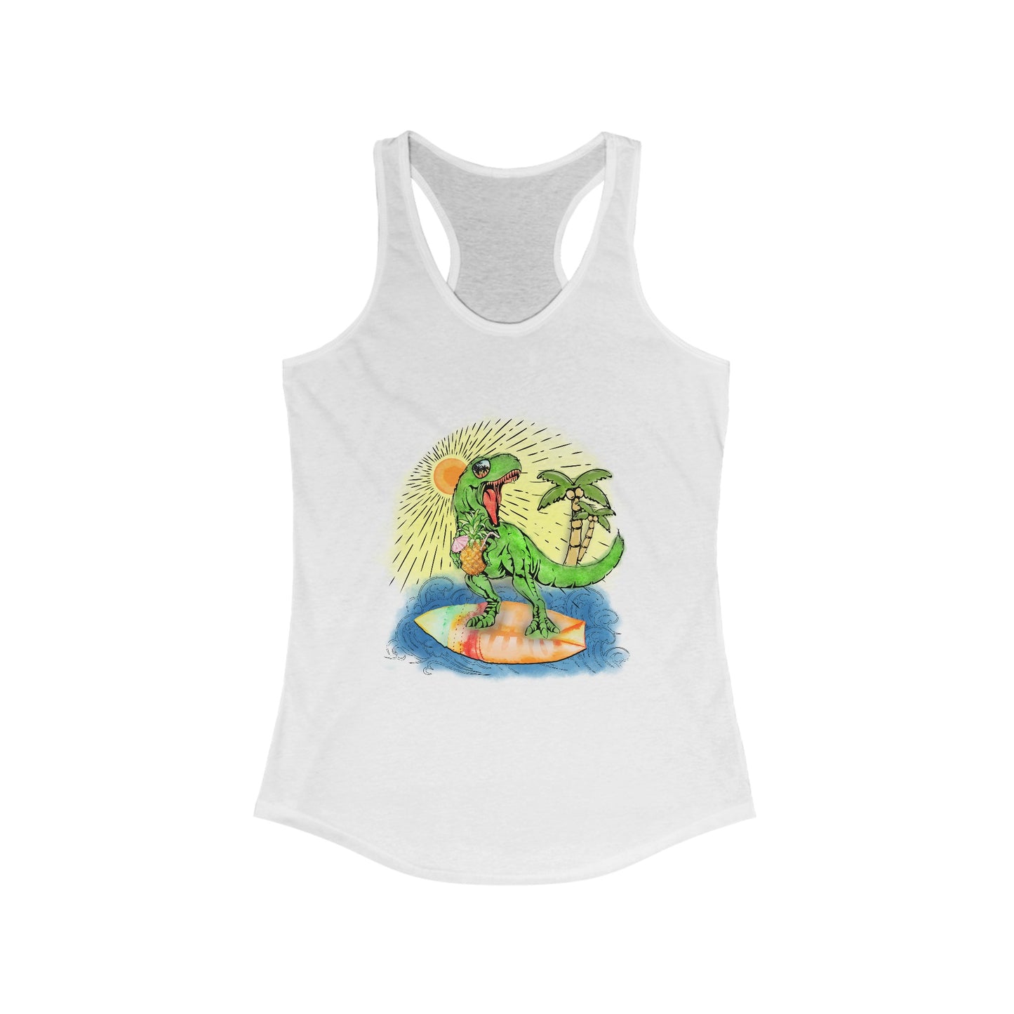 Summer vibes T-Rex Surfing Women's Racerback Tank
