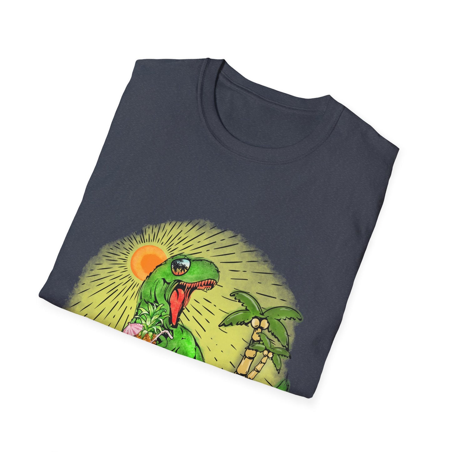 Surfing drinking T-Rex Unisex Softstyle T-Shirt