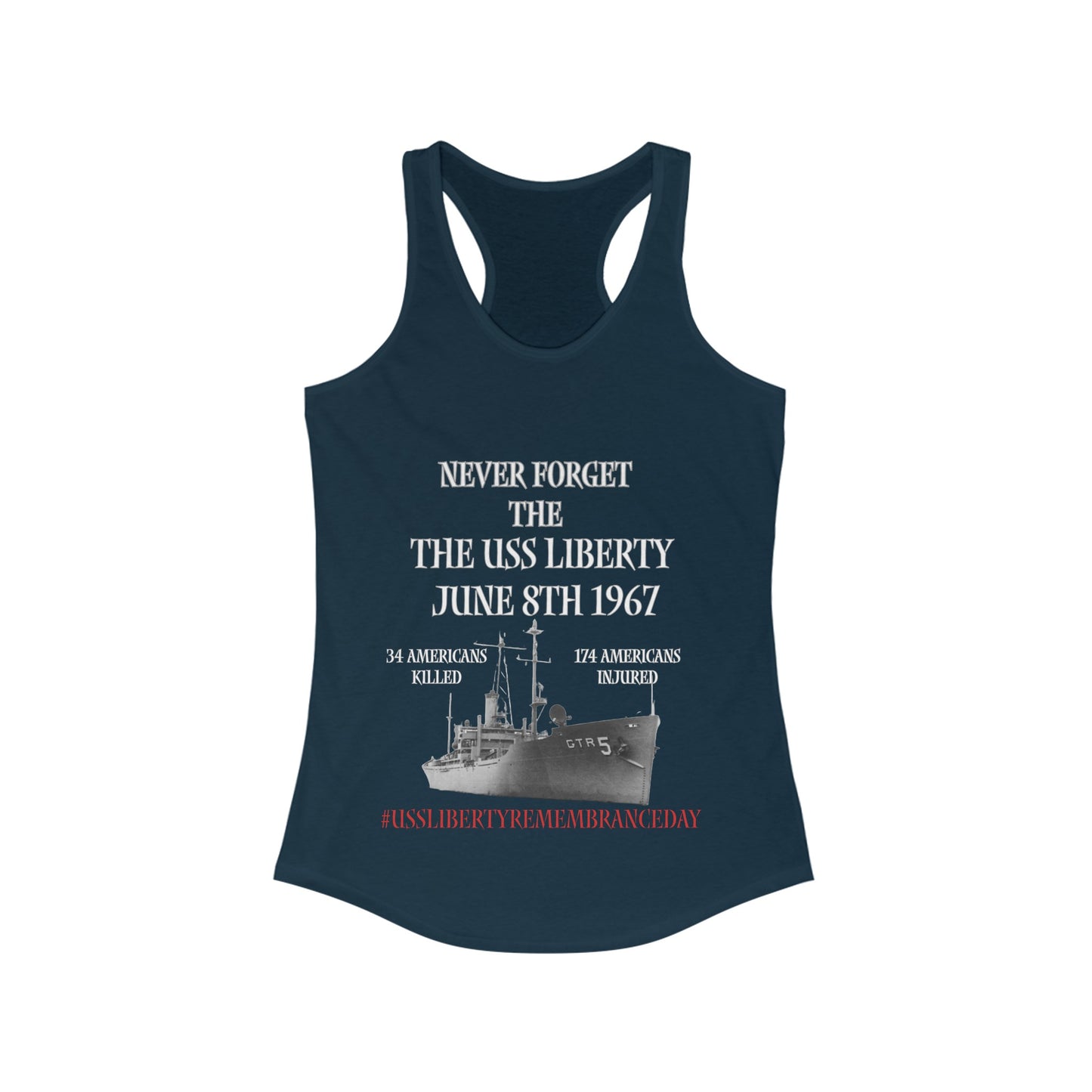 USS Liberty Remembrance Day Women's Ideal Racerback Tank