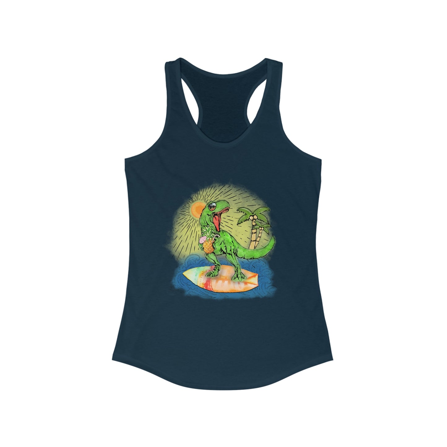 Summer vibes T-Rex Surfing Women's Racerback Tank