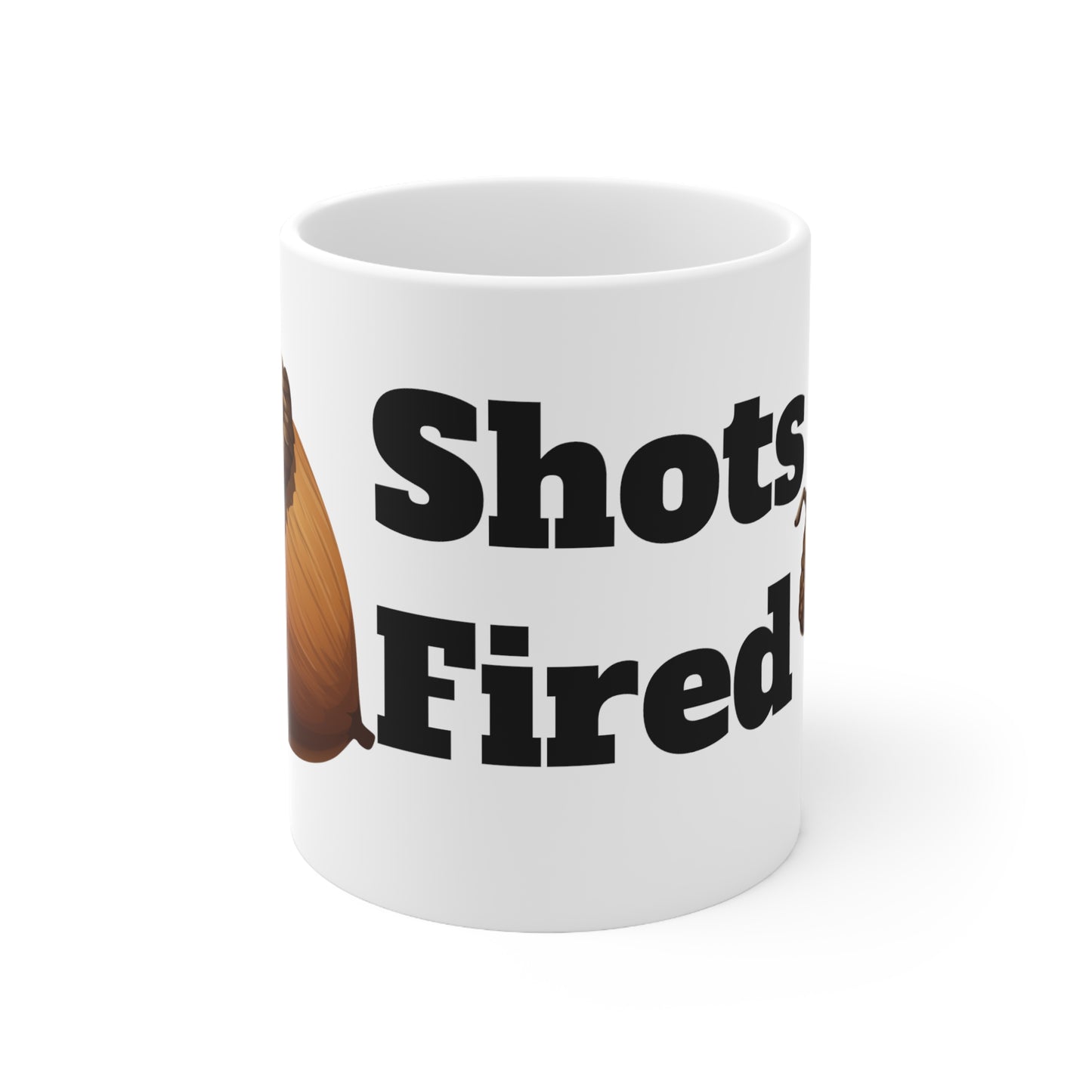 Falling Acorn "Shots fired" Funny Ceramic Mug 11oz